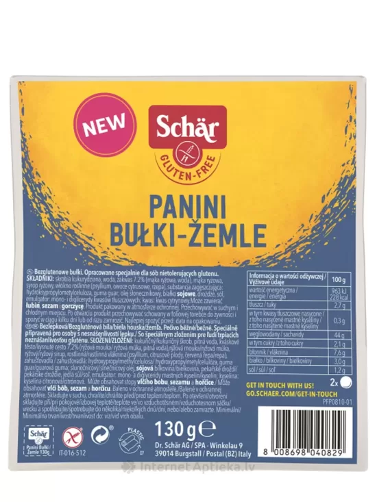 Schar Panini Bulki Zemle bezglutēna maizes bulciņas, 130 g