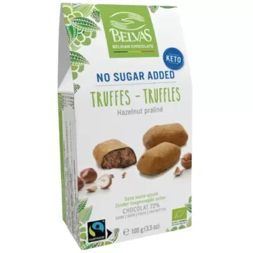 Bezglutēna šokolādes trifeles ar pralinē pildījumu, ekoloģiskas 100g