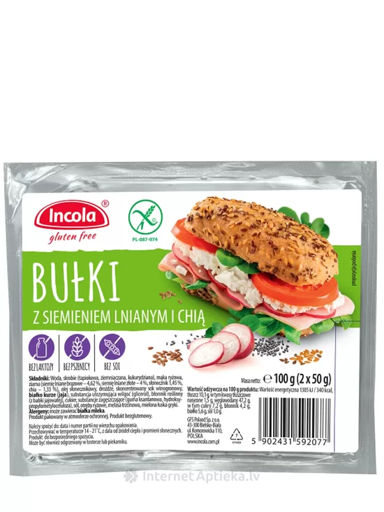 Incola gluten-free bread with linseed and chia, 2x50g