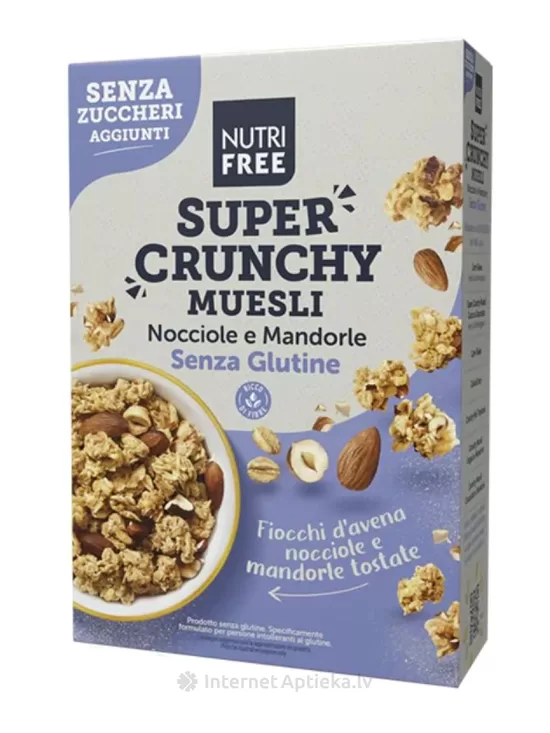 Nutrifree Super Crunchy Muesli Nocciole bezglutēna muslis ar mandelēm, lazdu riekstiem, 300 g