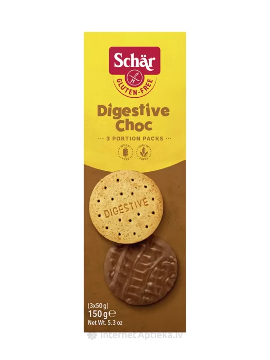 Schar Digestive choc bezglutēna cepumi šokolādes glazūrā, 150 g