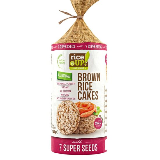 Gluten-free brown rice crackers RICE UP with 7 super seeds, 120g
