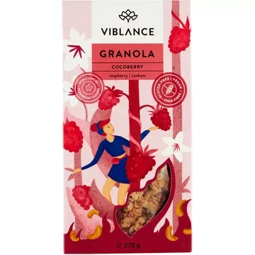 Bezglutēna Granola ar Indijas riekstiem un avenēm 275 g