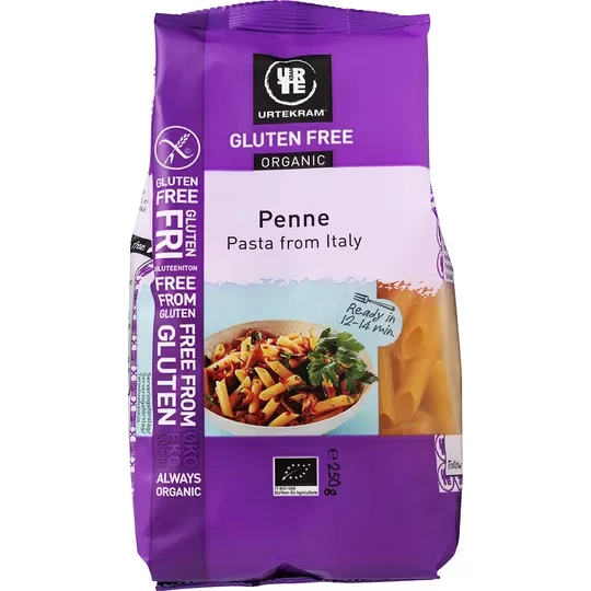 Bezglutēna kukurūzas, rīsu, griķu un kvinojas makaroni PENNE, ekoloģiski 250g