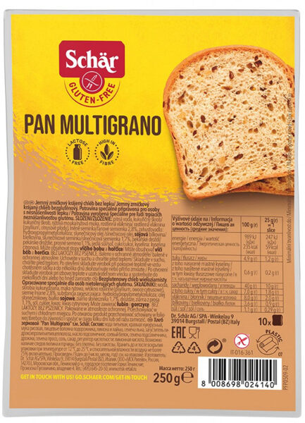 Schär Pan Multigrano bezglutēna graudu maize sķēlēs, 250 g