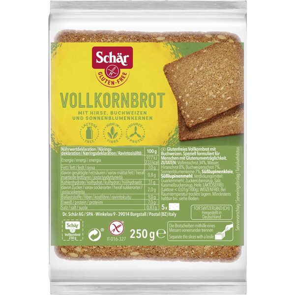 НОВИНКА! Schär Vollkornbrot безглютеновый зерновой хлеб, 250 г