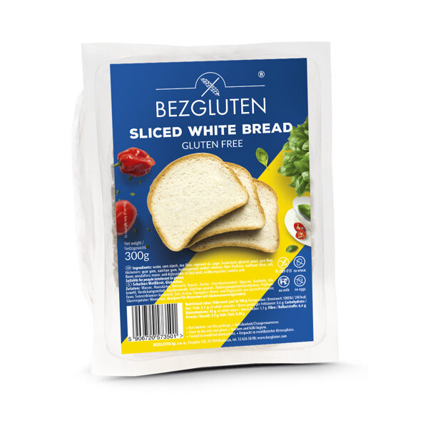 Gluten free white sliced bread, 300 g.