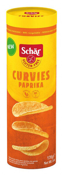  Schär Curvies Paprika bezglutēna kartupeļu čipsi ar paprikas garšu, 170 g