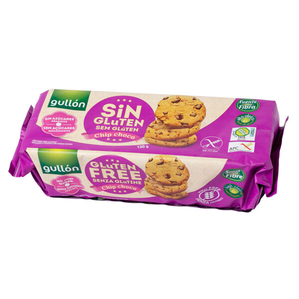 NEW! Gluten-free Gullon "Chip-Choco" biscuits with dark chocolate chips, no added sugar, 130 g.