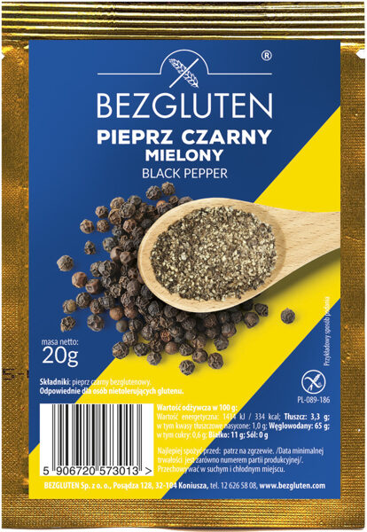 Ground black pepper, 20 g.