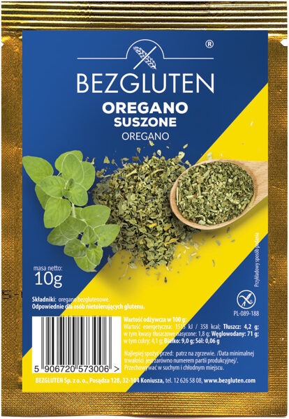 Gluten free oregano, 10 g.