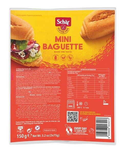  SCHAR gluten-free small baguette, 150 g