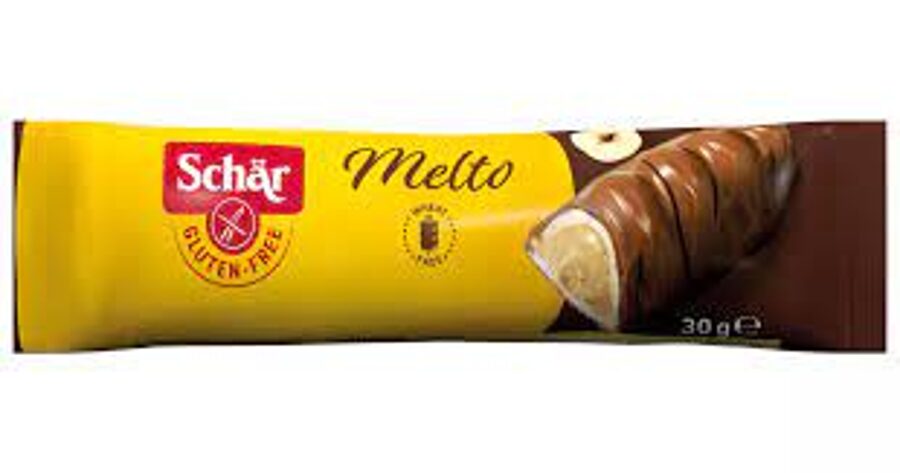 Schär bezglutēna MELTO – lazdu riekstu krēma batoniņš piena šokolādē, 30 g