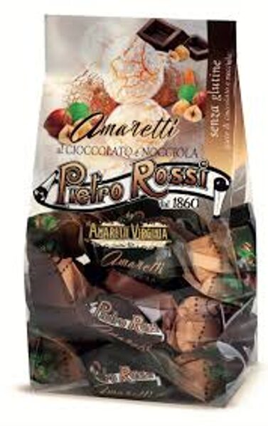 Bezglutēna cepumi PIETRO ROSSI Soft Amaretti, ar lazdu riekstiem un tumšo šokolādi, 180g